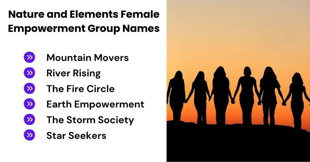 Nature and Elements Female Empowerment Group Names