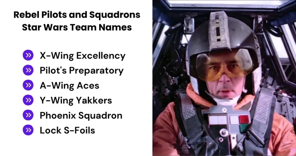 Rebel Pilots and Squadrons Star Wars Team Names